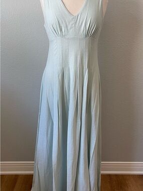 Taylor Aqua Blue V‑Neck Maxi Dress